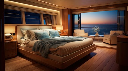 Canvas Print - atmosphere blurred luxury yacht interior