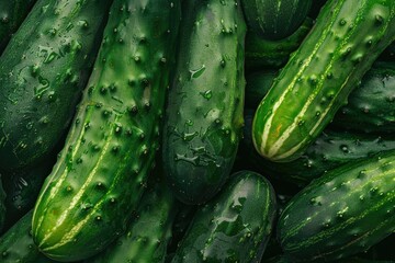 Background of green fresh cucumbers. harvesting. Wallpaper. Pimpled cucumbers