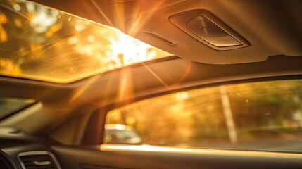 Canvas Print - light blurred car interior sun