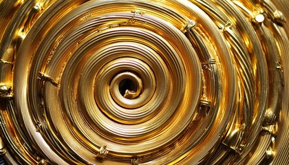 Wall Mural - abstract golden spiral texture with metallic shine and circular patterns