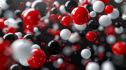 Wall Mural - Red, White, and Black Spheres Floating in Space