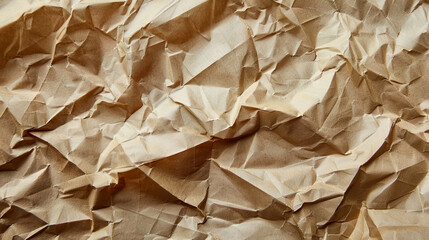 Wall Mural - textured crumpled brown paper background with natural folds