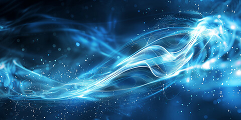 Wall Mural - Abstract technology art Futuristic background energy wave shape lines. Place for text graphics concept design. Template poster invitation flyer banner email header. Horizontal. Generative Ai content	
