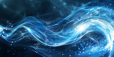 Wall Mural - Abstract technology art Futuristic background energy wave shape lines. Place for text graphics concept design. Template poster invitation flyer banner email header. Horizontal. Generative Ai content	