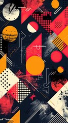 Wall Mural - A colorful abstract design with a lot of dots and squares