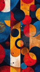 Wall Mural - A colorful abstract painting with circles and lines