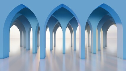 Wall Mural - Architecture interior background arched podium 3d render