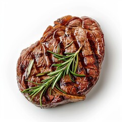 Wall Mural - Perfectly Grilled Steak with Fresh Rosemary Garnish. High-quality image for culinary enthusiasts and food photography. Ideal for restaurant menus, recipe blogs, and ad campaigns. AI