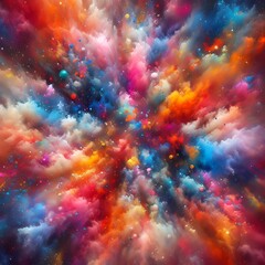 Wall Mural - Abstract background explosion dust of coles, colored, generated with Generative A.I.