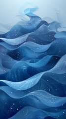 Wall Mural - Modern Abstract 3D Background with Blue Wavy Shapes