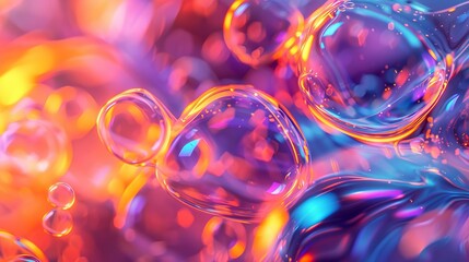 Wall Mural - Colorful Bubbles in Liquid