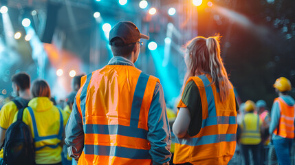 Wall Mural - Festival Safety Team Monitoring the Stage