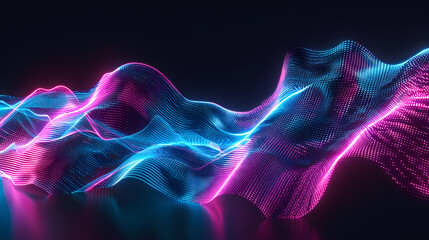 Wall Mural - Abstract neon glowing wavy background