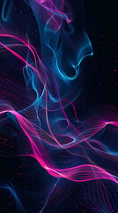 Wall Mural - Abstract neon glowing wavy background