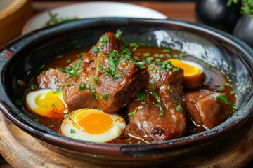 Poster - Braised pork leg with spices sweet sauce and eggs