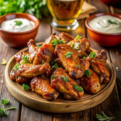 a plate of beautiful and tasty chicken wings