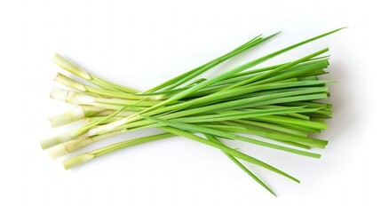 Wall Mural - Fresh Green Onions Isolated on White Background