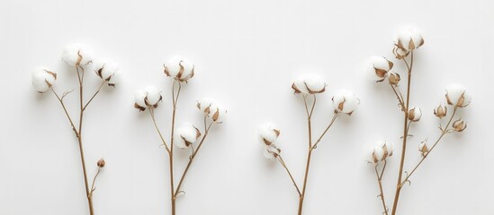 Poster - Cotton Blooms on a White Background