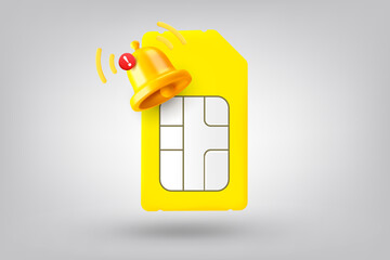 Aufkleber - Cellphone SIM card with notification bell. 3d vector illustration