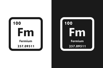 Wall Mural - Fermium, Fm, chemical periodic element icon. The chemical element of the periodic table. Sign with atomic number. Fermium element