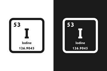 Wall Mural - Iodine , I, chemical periodic element icon. The chemical element of the periodic table. Sign with atomic number. Iodine element