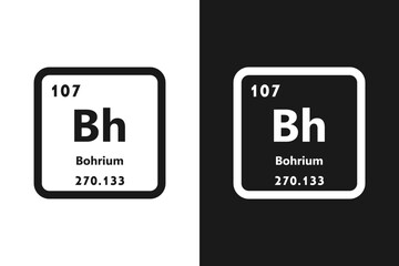 Wall Mural - Bohrium, Bh, chemical periodic element icon. The chemical element of the periodic table. Sign with atomic number. Bohrium element