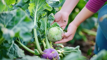 Wall Mural - Picking Fresh Kohlrabi