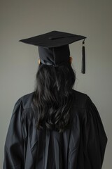 Canvas Print - Back view image of graduate student in graduation cap Generative AI