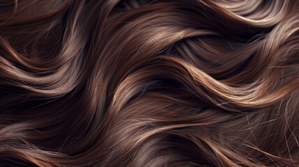 Wall Mural - Close-up of Wavy Brown Hair
