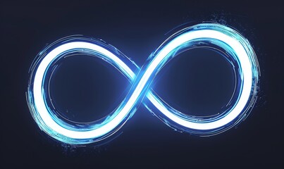Neon symbol loop sign light background 3d line abstract infinite glow digital blue shape concept icon 8. Loop symbol neon circle effect limitless wave brush 