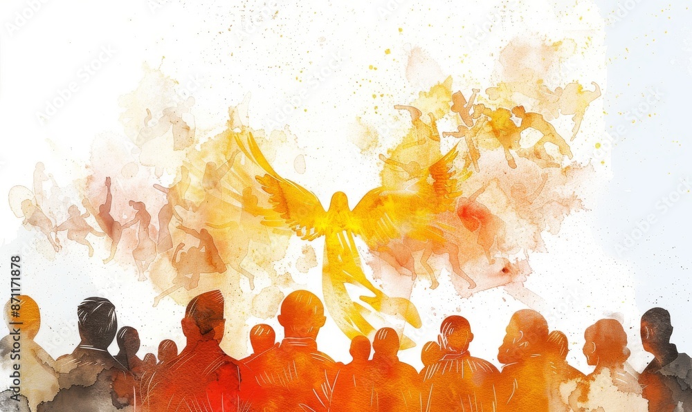 Pentecost Sunday: The Holy Spirit Comes as Tongues of Fire. Digital ...