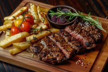 Poster - Filet mignon with fries and veggies