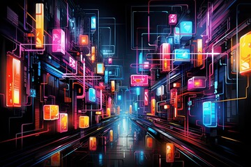 Futuristic Neon contemporary art, visual composition