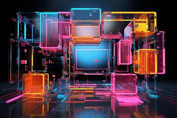 Futuristic Neon contemporary art, visual composition