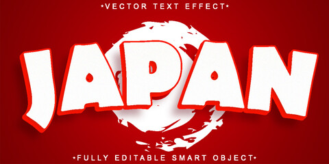 Sticker - Red Japan Vector Fully Editable Smart Object Text Effect