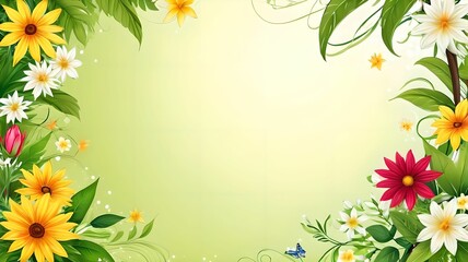 Wall Mural - Banner, flowers, place for text. Illustration