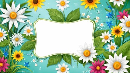 Wall Mural - Banner, flowers, place for text. Illustration