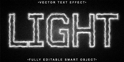 Wall Mural - White Light Vector Fully Editable Smart Object Text Effect