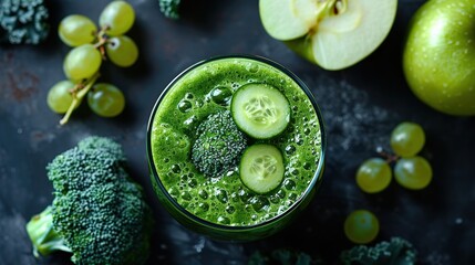 Wall Mural - Green Smoothie with Fresh Ingredients
