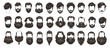 © ssstocker - Sketch beards and mustaches set. Vintage handsome man black facial hair style for barber vector illustration
