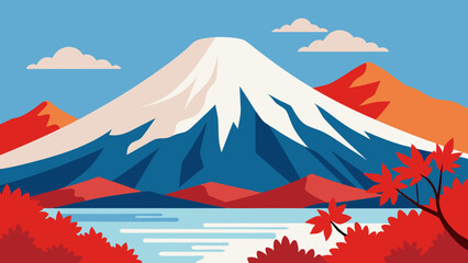 Sticker - mountain landscape Vector illustration