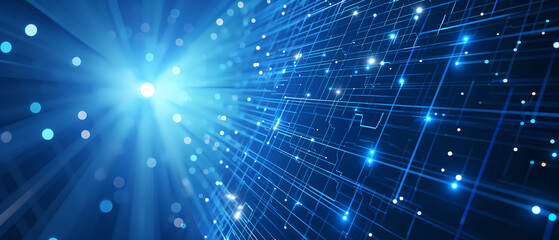 Digital background featuring interconnected circuits, representing artificial intelligence and encryption, technology banner design template, Modern and detailed
