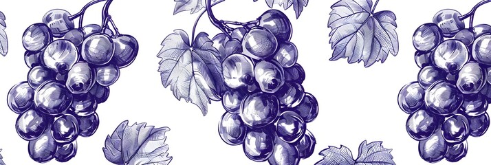 Canvas Print - Sketchy Grapes Seamless Pattern