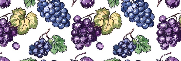 Canvas Print - Sketchy Grapes Seamless Pattern