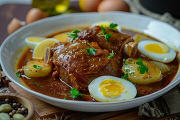 Poster - Pork leg in sweet gravy sauce with eggs and five spices