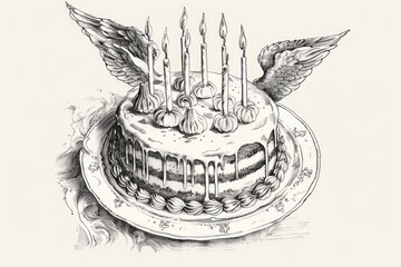 Sticker - A decorated cake with burning candles on top, perfect for celebrations and parties