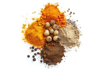 Poster - A collection of different spices arranged on a white surface, perfect for food or culinary-themed projects