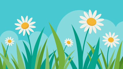 Wall Mural - meadow with flowers Vector Illustration 