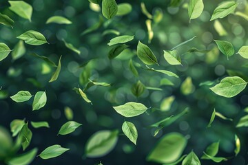 Canvas Print - A cluster of green leaves suspended in mid-air