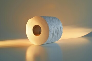 Wall Mural - A single roll of toilet paper sitting on a table, ready for use